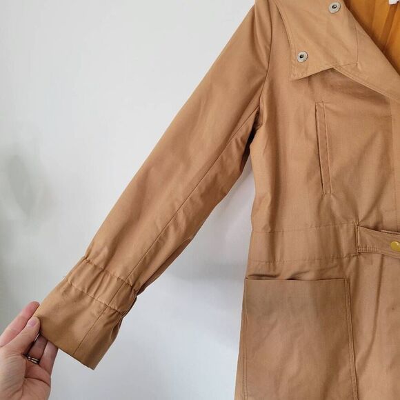 Vintage Blizzand Made in France Hooded Trench Coat Camel Tan Long Cotton Blend 7 - Picture 4 of 10